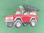 Ford Bronco Christmas Tree Cropped Sweatshirt Women's  Green Graphic Crew Sz L