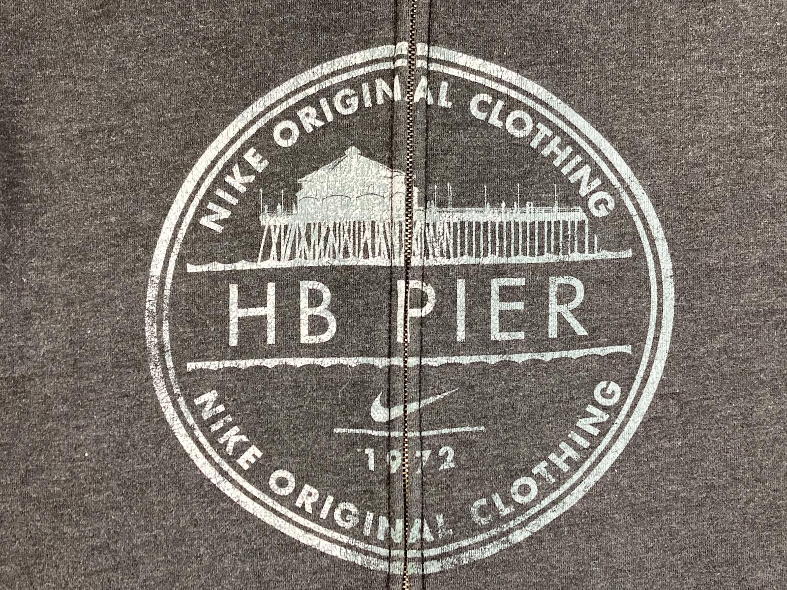 Nike 6.0 HB Pier Hoodie Mens Gray Full Zip Huntington Beach Surf Graphic Sz M