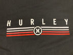 Hurley T-Shirt Men's Graphic Logo Stripe Black Short Sleeve Men Sz XXL
