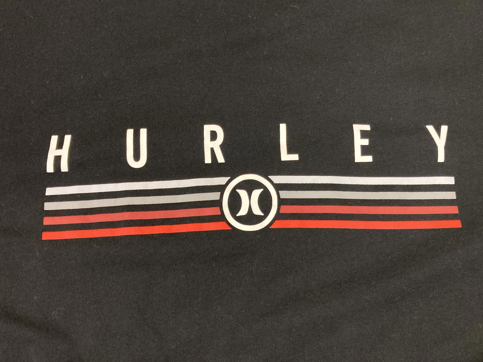 Hurley T-Shirt Men's Graphic Logo Stripe Black Short Sleeve Men Sz XXL