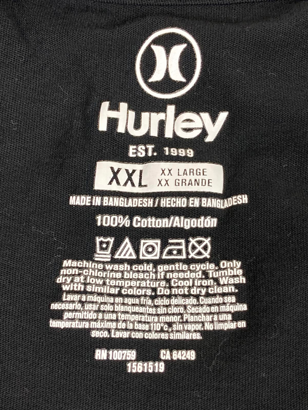 Hurley T-Shirt Men's Graphic Logo Stripe Black Short Sleeve Men Sz XXL