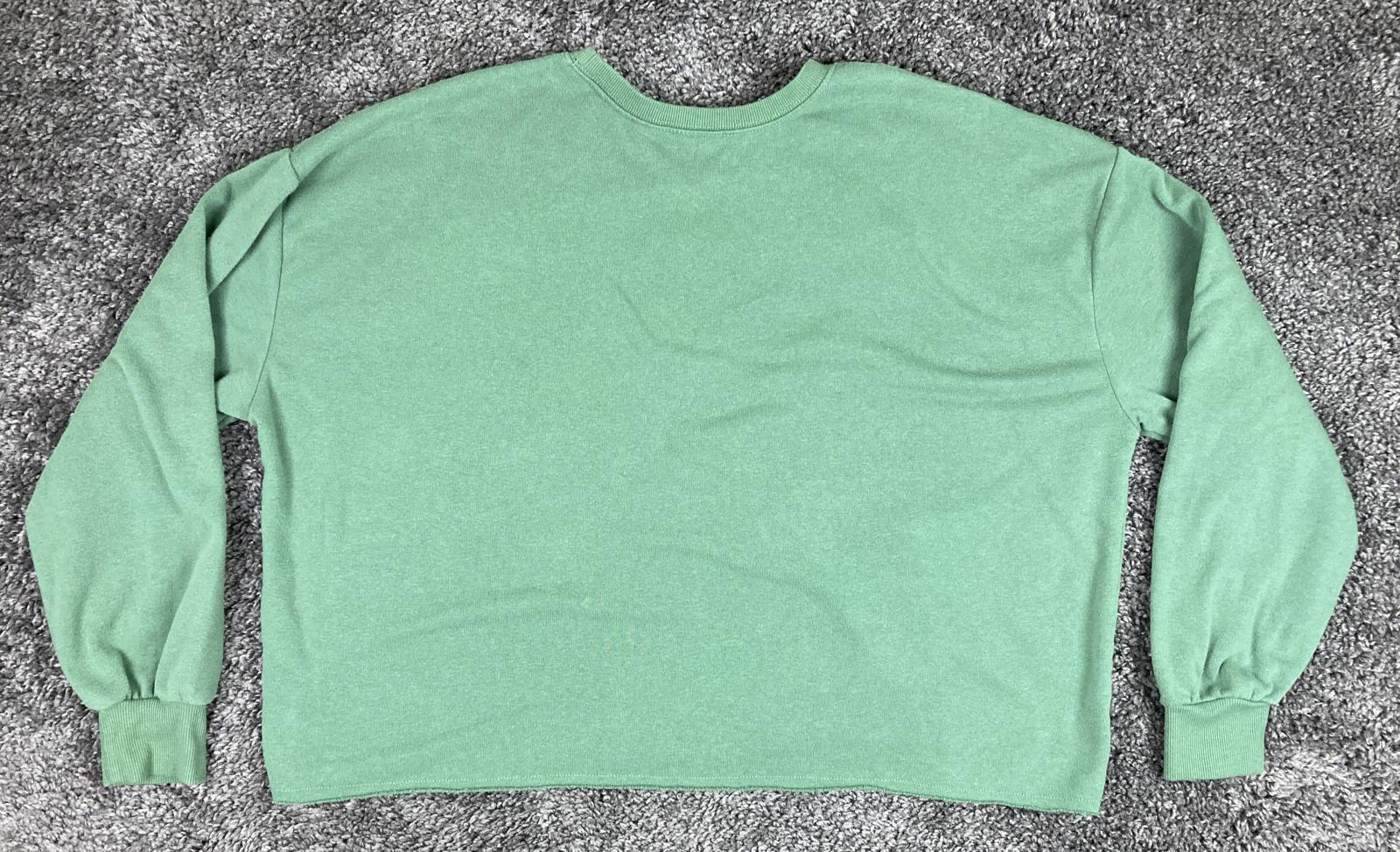 Ford Bronco Christmas Tree Cropped Sweatshirt Women's  Green Graphic Crew Sz L