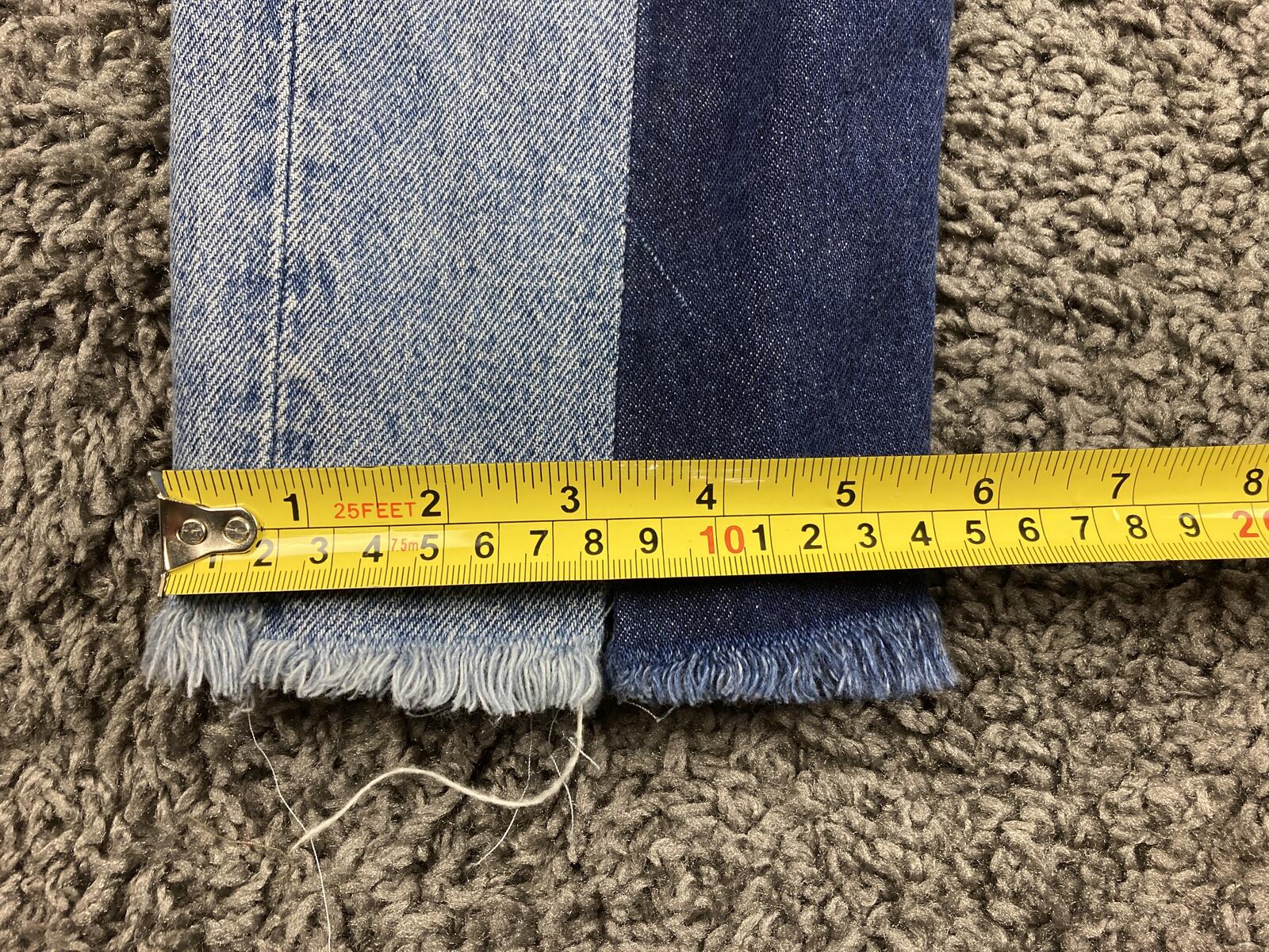 E.L.V. Denim The Twin Straight Jeans Women's Two-Tone Blue Raw Hem Sz 27