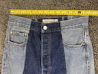 E.L.V. Denim The Twin Straight Jeans Women's Two-Tone Blue Raw Hem Sz 27