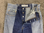 E.L.V. Denim The Twin Straight Jeans Women's Two-Tone Blue Raw Hem Sz 27
