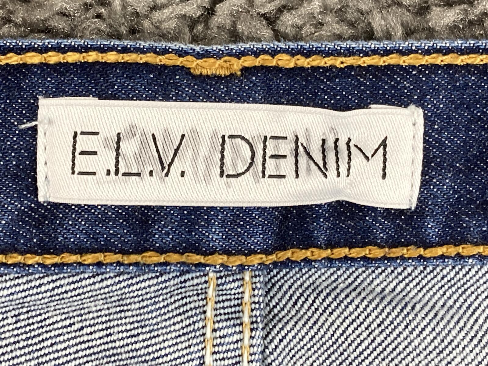 E.L.V. Denim The Twin Straight Jeans Women's Two-Tone Blue Raw Hem Sz 27
