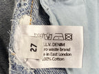 E.L.V. Denim The Twin Straight Jeans Women's Two-Tone Blue Raw Hem Sz 27