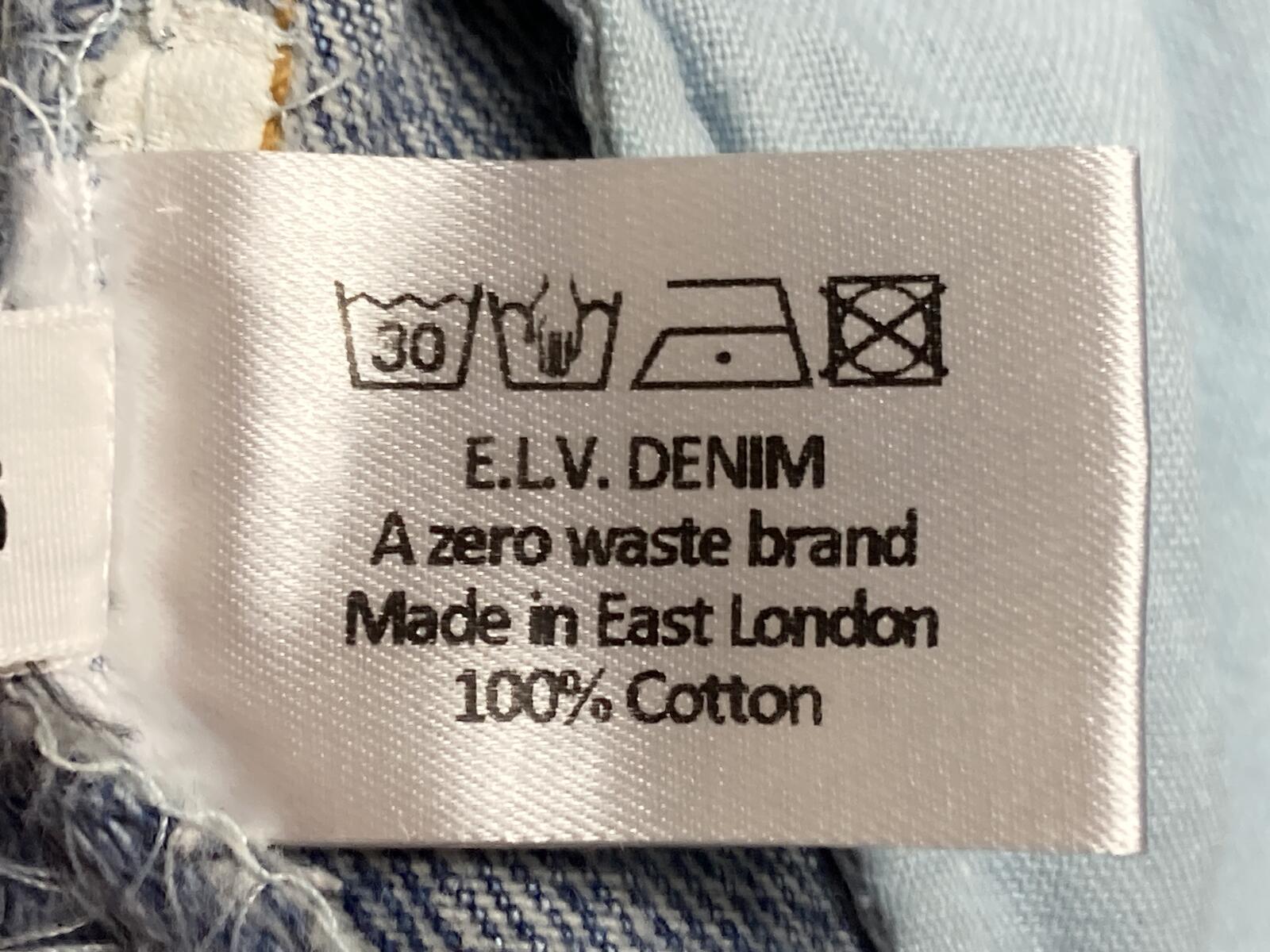 E.L.V. Denim The Twin Straight Jeans Women's Two-Tone Blue Raw Hem Sz 27
