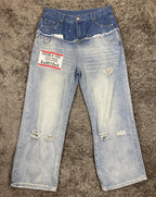 Tenth Series Double You Jeans Two-Tone Double-Waist Sz 2XL Y2K Inspired