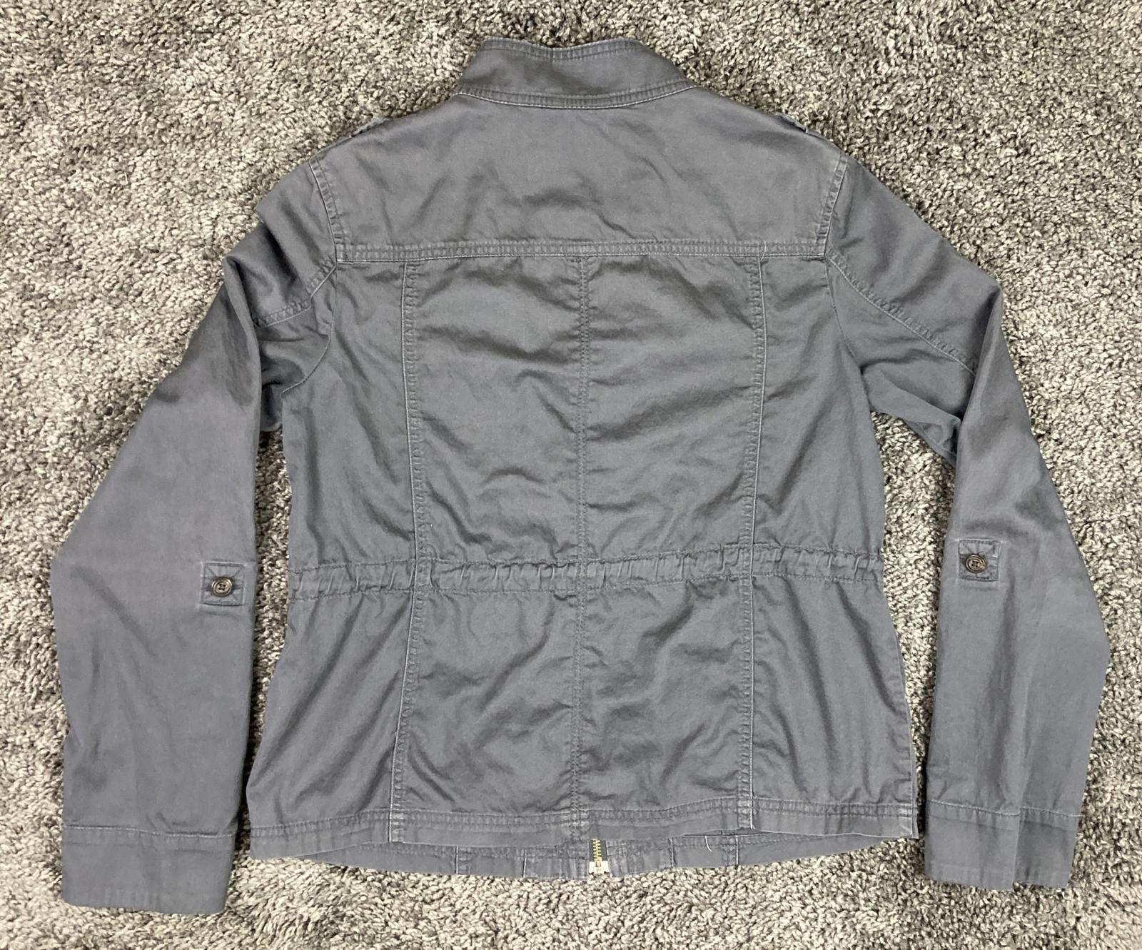 Caslon Utility Jacket Gray Full Zip Drawstring Waist Women’s Size M