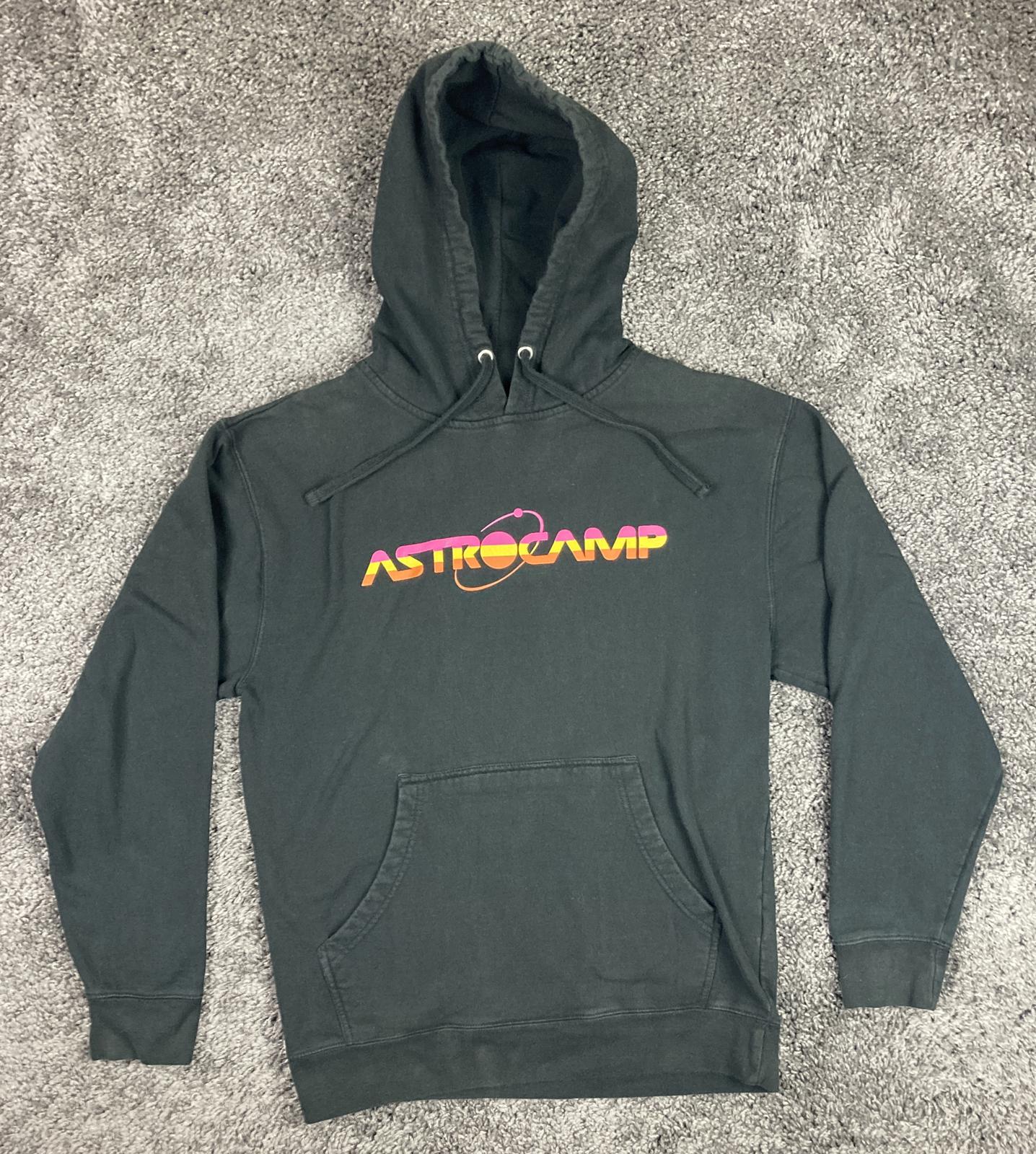 Independent Trading Co AstroCamp Black Hoodie Graphic Logo Unisex Size M