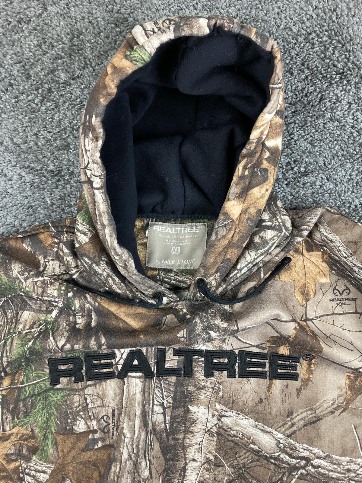 Realtree Camo Hoodie Men's Mile Stone Hunting Camouflage Fleece Sweatshirt Sz XL