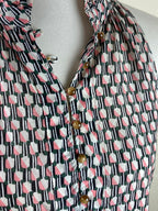 Maeve Anthropologie Sleeveless Ruffle Neck Blouse Women’s Sz S Geometric Cotton