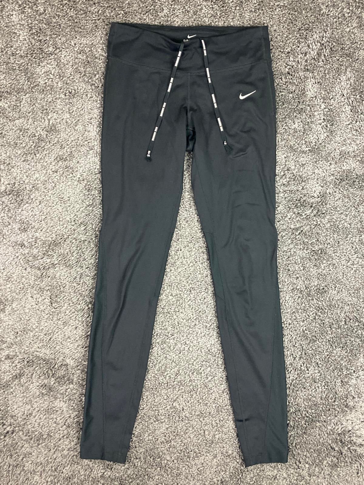 Nike Leggings Dri-FIT Women's Black Running Drawstring Pockets Size M