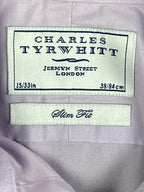 Charles Tyrwhitt Mens Dress Shirt Slim Fit Lavender Cotton French Cuff  15/33