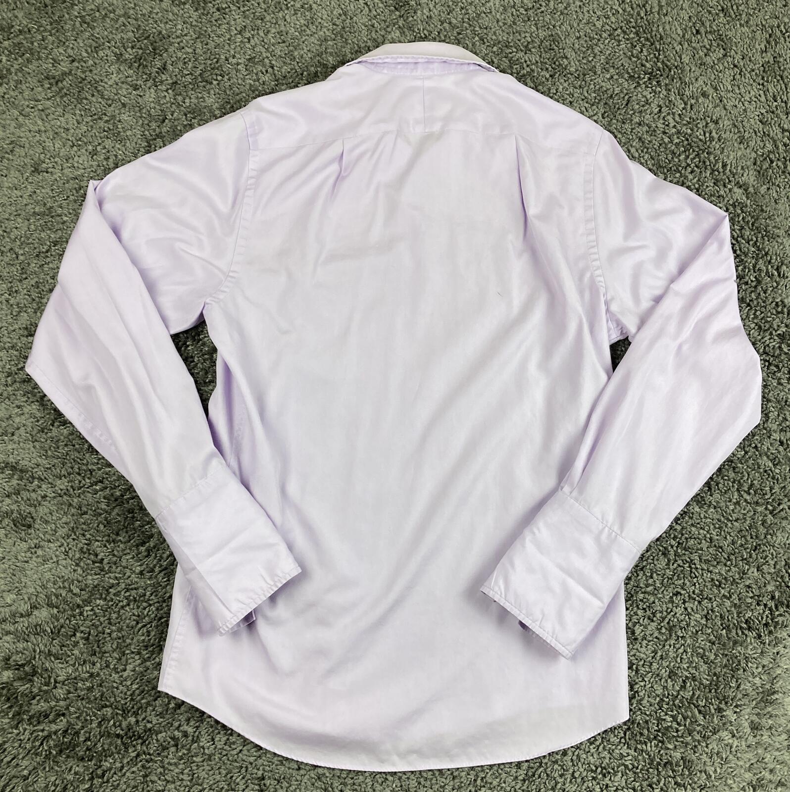 Charles Tyrwhitt Mens Dress Shirt Slim Fit Lavender Cotton French Cuff  15/33