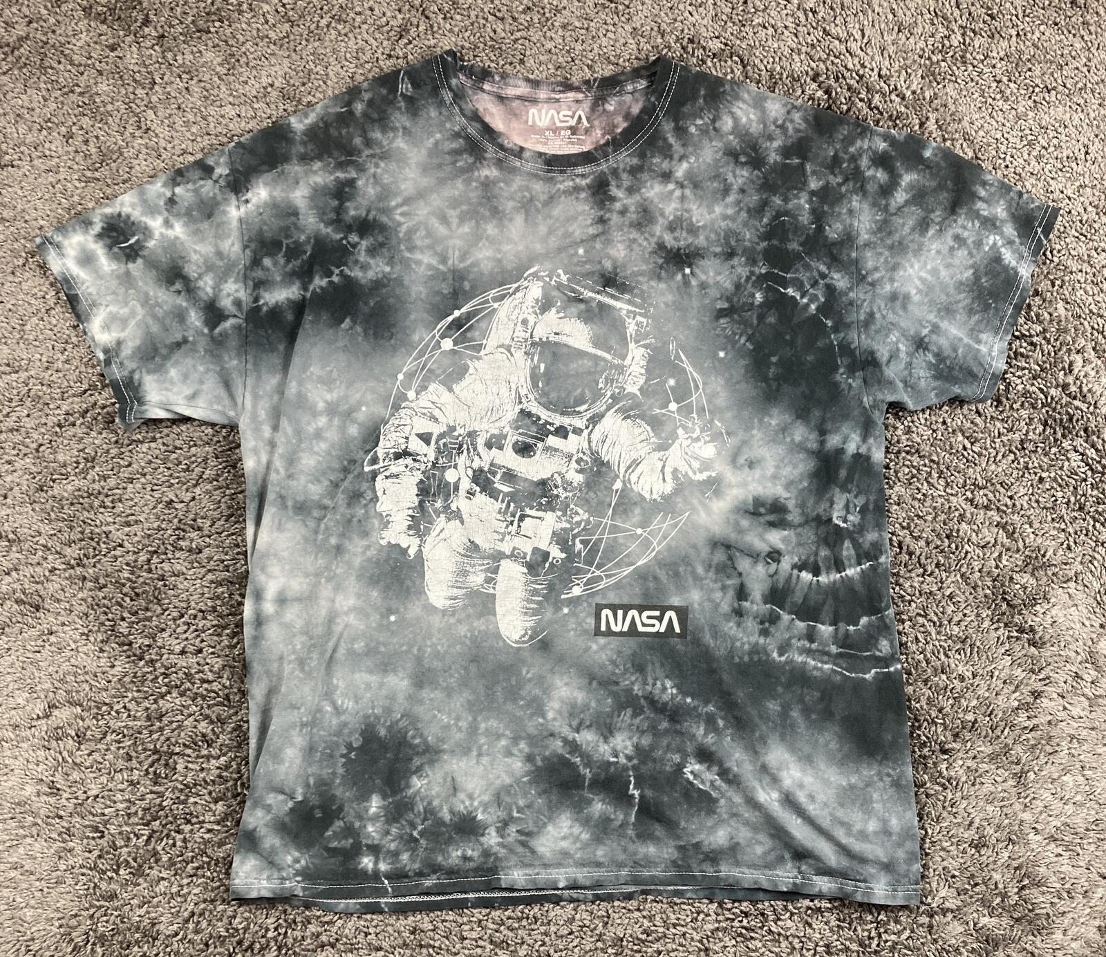 NASA T-Shirt Astronaut Tie Dye Men's Gray Space Graphic Sz XL