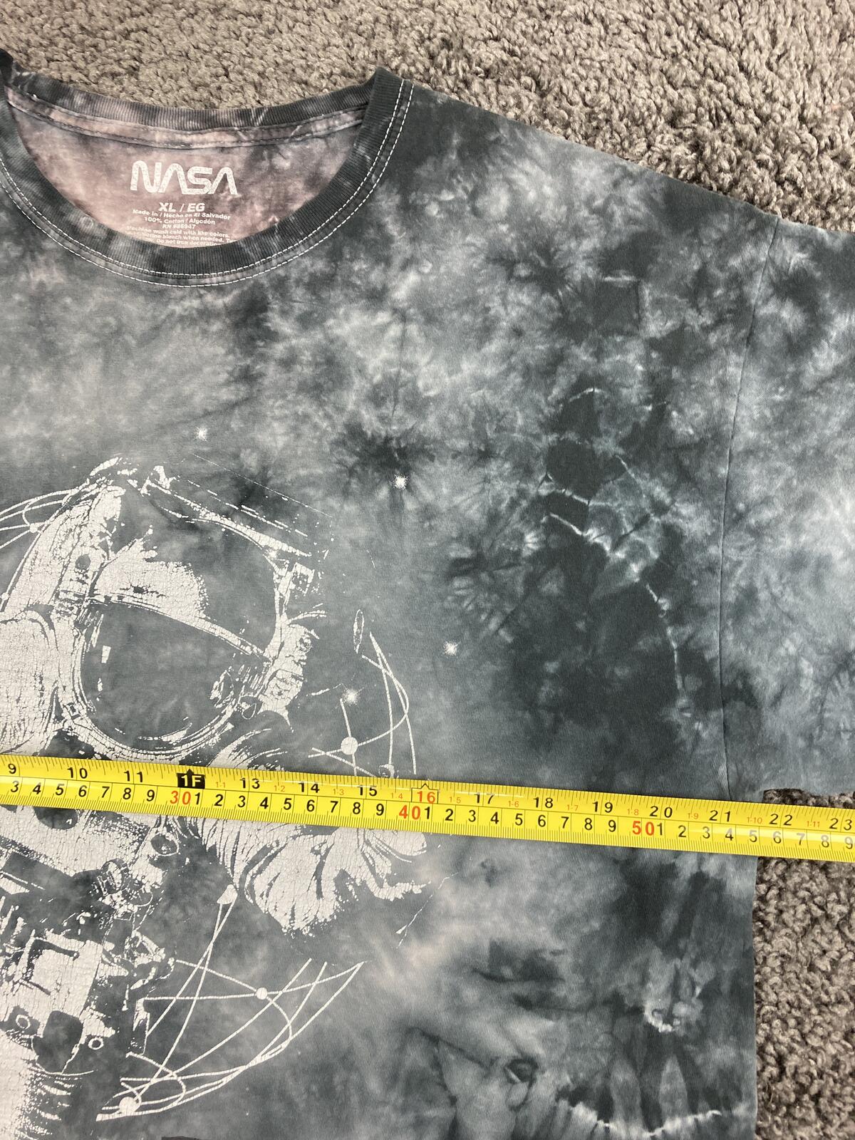 NASA T-Shirt Astronaut Tie Dye Men's Gray Space Graphic Sz XL