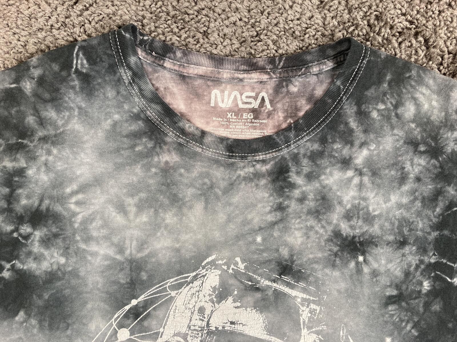 NASA T-Shirt Astronaut Tie Dye Men's Gray Space Graphic Sz XL