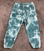 Vans Women Cloud Wash Sweatpants Teal Tie Dye Fleece Relaxed Joggers Sz XL