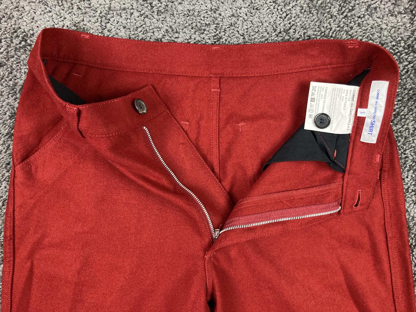 Comme des Garçons SHIRT Cropped Wool Pants Mens Red Made in France Size S