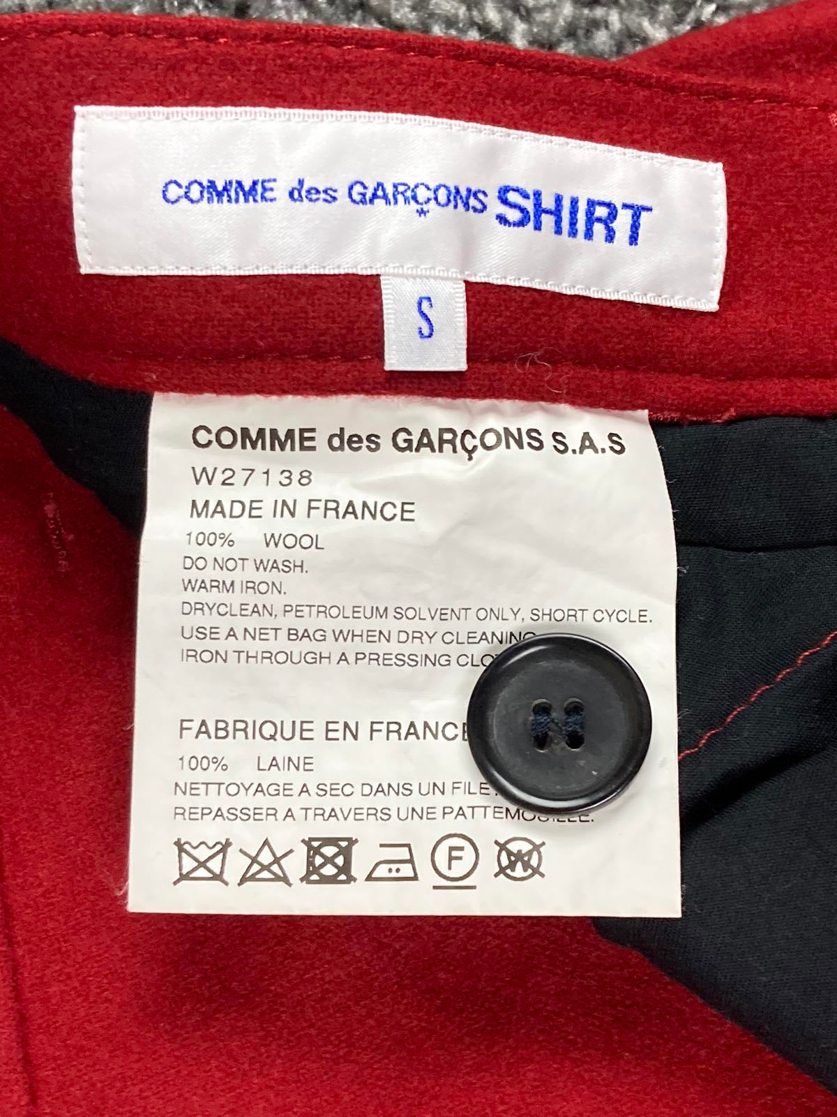Comme des Garçons SHIRT Cropped Wool Pants Mens Red Made in France Size S