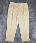 Joseph & Feiss Dress Pants Men's Pleated Tan Cuffed 100% Gold Wool Size 42x32