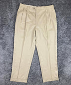 Joseph & Feiss Dress Pants Men's Pleated Tan Cuffed 100% Gold Wool Size 42x32