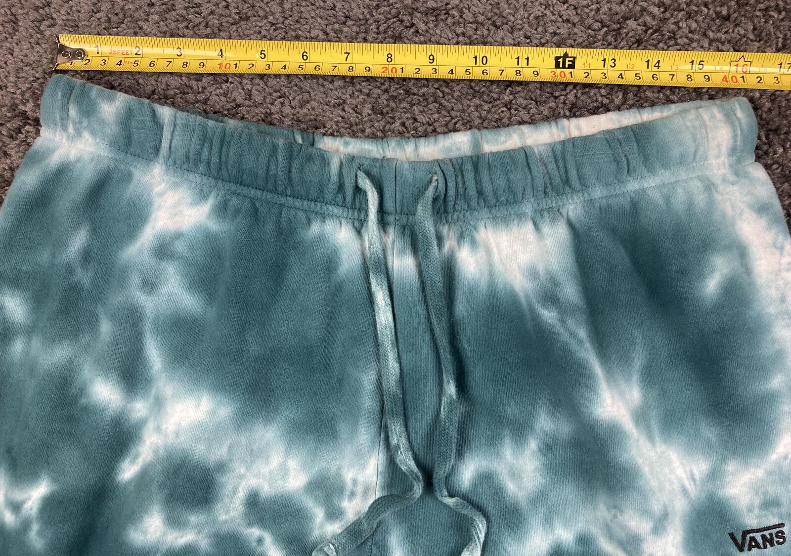 Vans Women Cloud Wash Sweatpants Teal Tie Dye Fleece Relaxed Joggers Sz XL