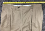 Joseph & Feiss Dress Pants Men's Pleated Tan Cuffed 100% Gold Wool Size 42x32