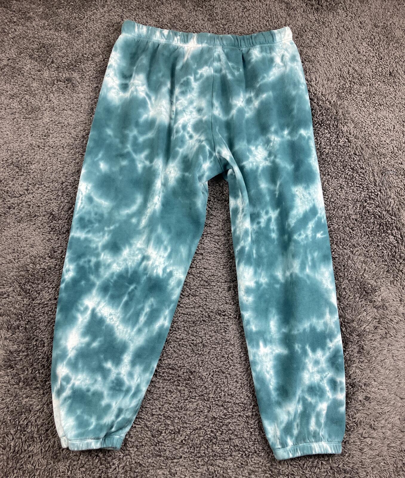 Vans Women Cloud Wash Sweatpants Teal Tie Dye Fleece Relaxed Joggers Sz XL