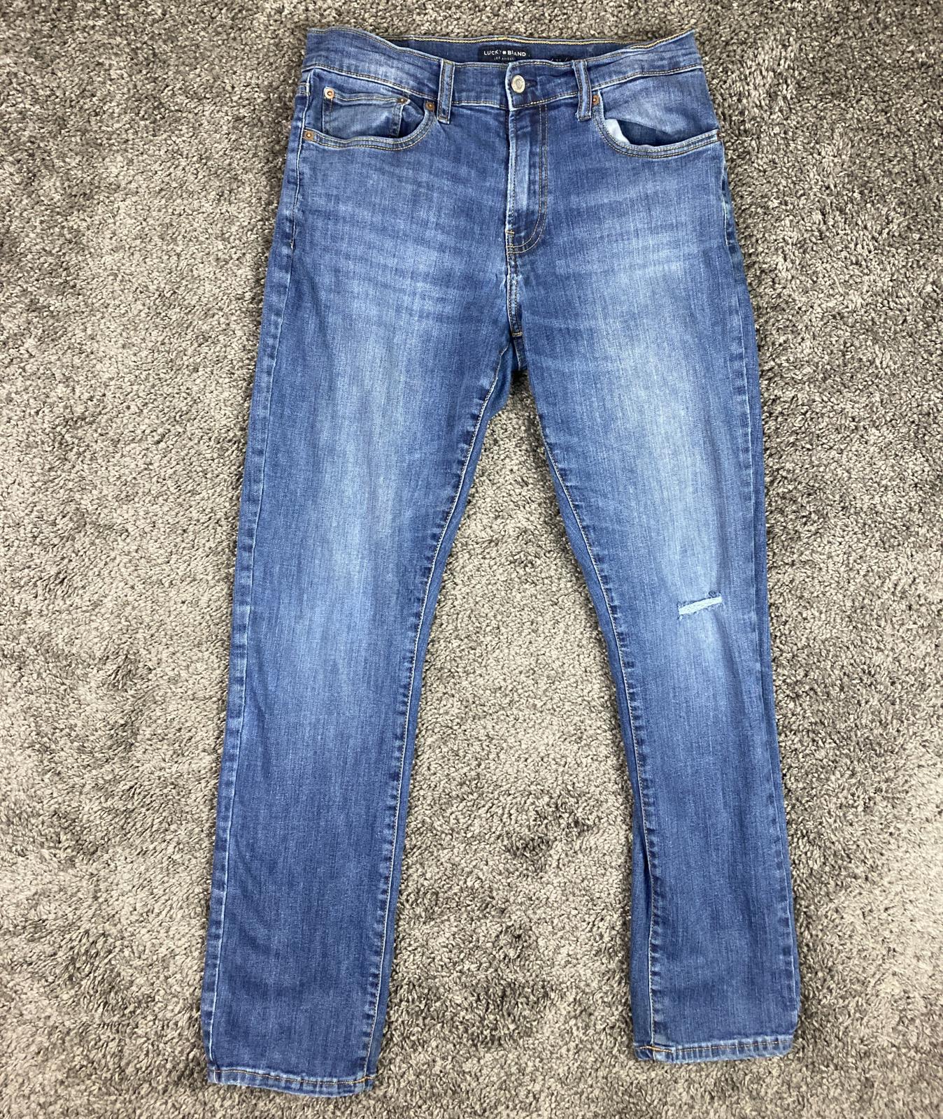 Lucky Brand 410 Athletic Straight Jeans Men’s  Blue Distressed Sz 32x32