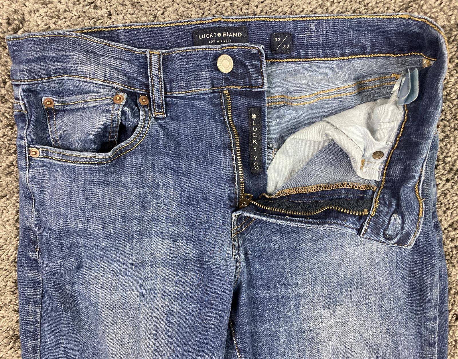 Lucky Brand 410 Athletic Straight Jeans Men’s  Blue Distressed Sz 32x32