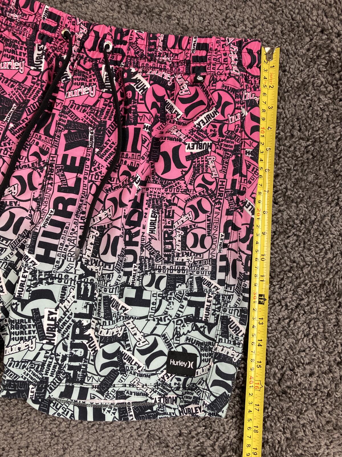 Hurley 25th Cannonball Volley Swim Trunks Mens Pink Green Ombre Board Shorts M