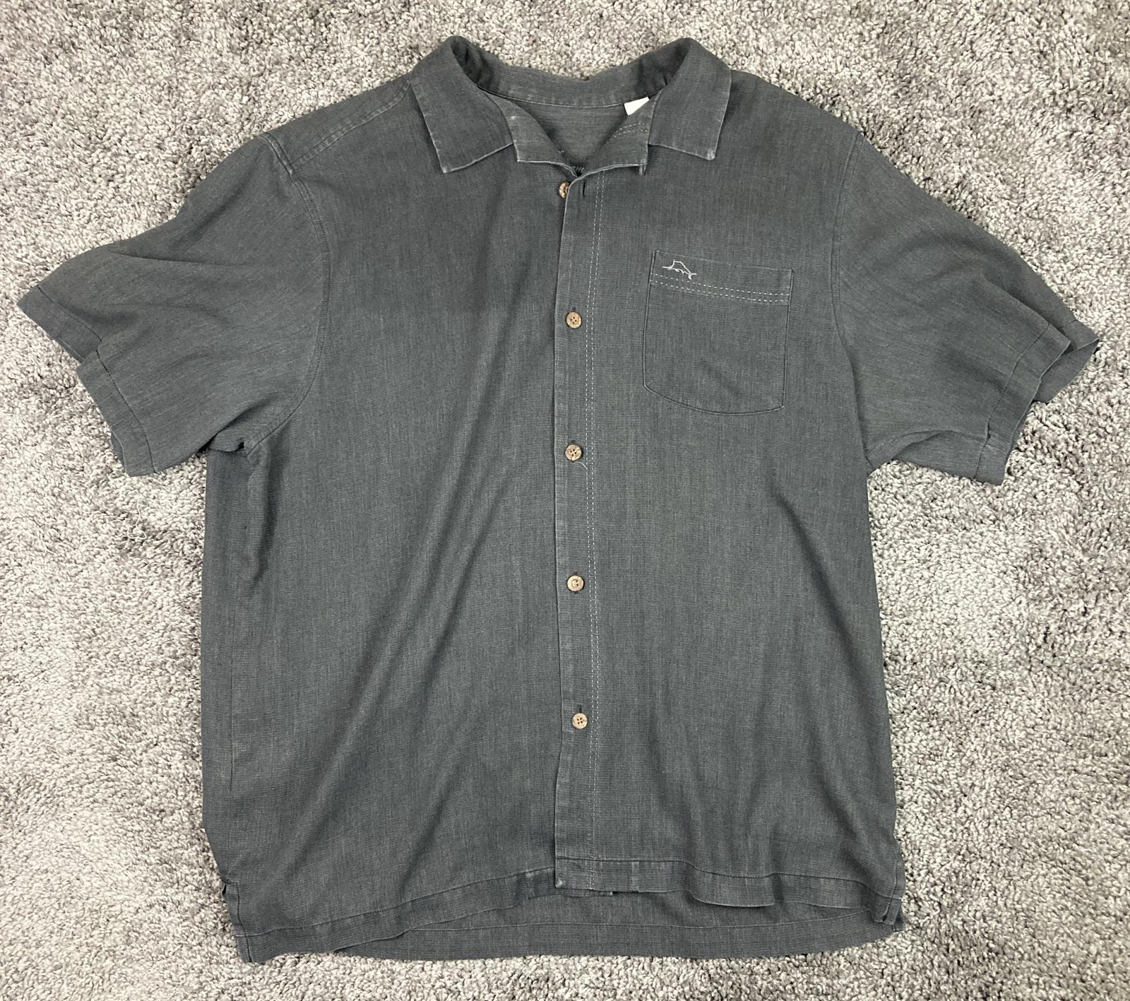 Tommy Bahama IslandZone Men’s Black Silk Blend Button Up Shirt Size XL