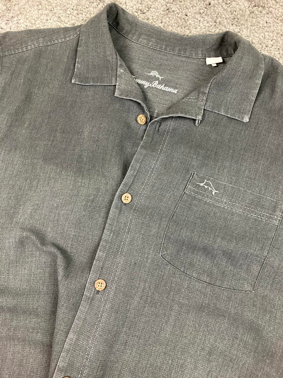 Tommy Bahama IslandZone Men’s Black Silk Blend Button Up Shirt Size XL