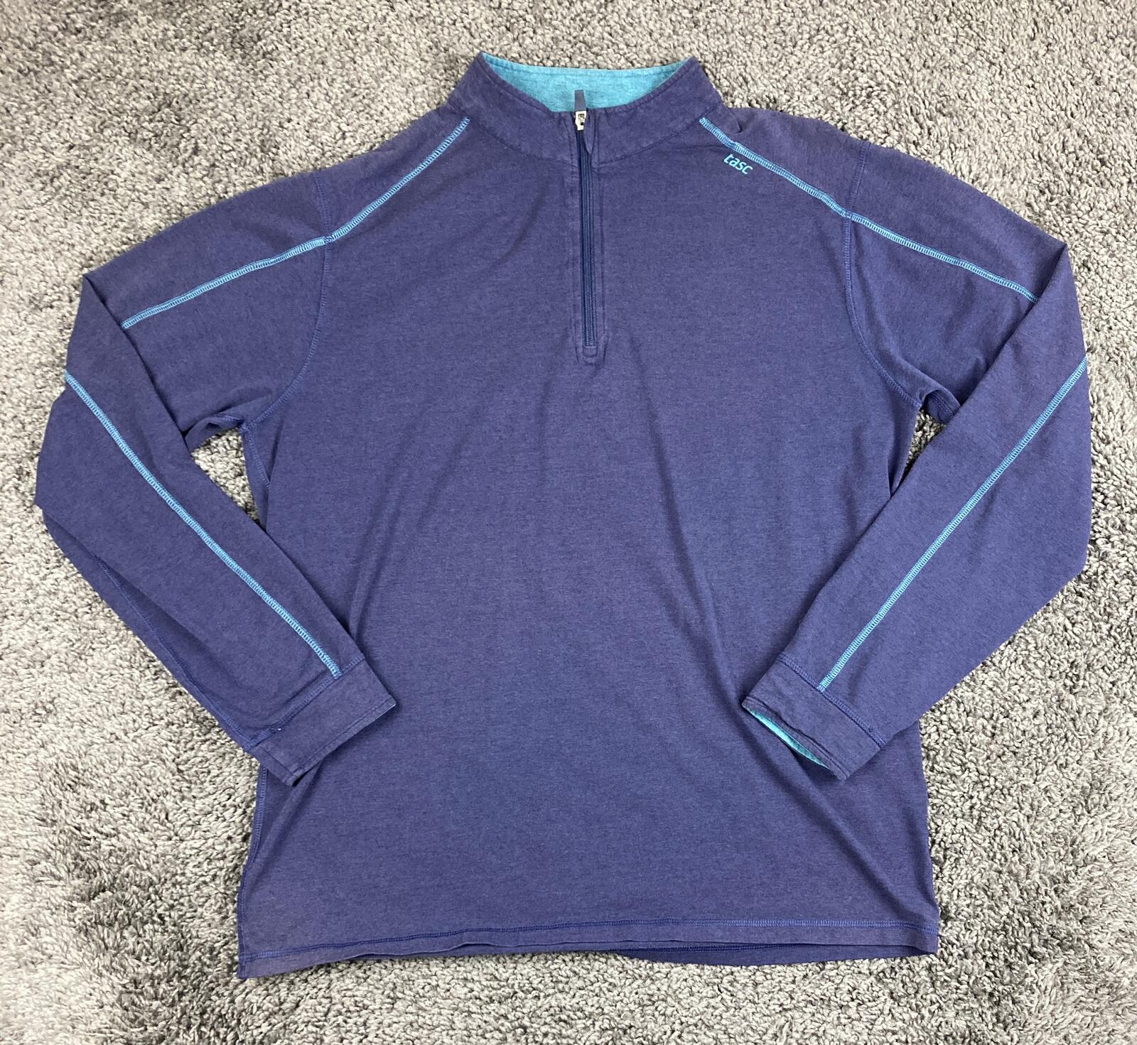 Tasc Performance Men Quarter Zip Pullover Purple Bamboo MOSOtech Sweatshirt SzL