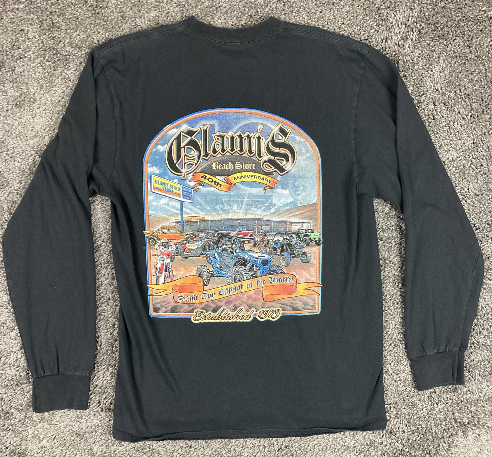 Glamis Beach Store Long Sleeve Black T-Shirt 40th Anniversary Men's Sz  L