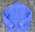 Twiggy London Suede Trucker Jacket Women XL Cobalt Blue Poppy-Lined Button Front