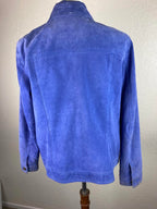 Twiggy London Suede Trucker Jacket Women XL Cobalt Blue Poppy-Lined Button Front