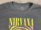 Nirvana T Shirt Men Grey Tie Dye Smiley Face Graphic Rock Band Grunge Tee Sz 2XL