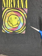 Nirvana T Shirt Men Grey Tie Dye Smiley Face Graphic Rock Band Grunge Tee Sz 2XL