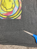 Nirvana T Shirt Men Grey Tie Dye Smiley Face Graphic Rock Band Grunge Tee Sz 2XL