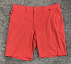 TravisMathew Mens Golf Shorts 36 Red Proceed With Caution Stretch Performance