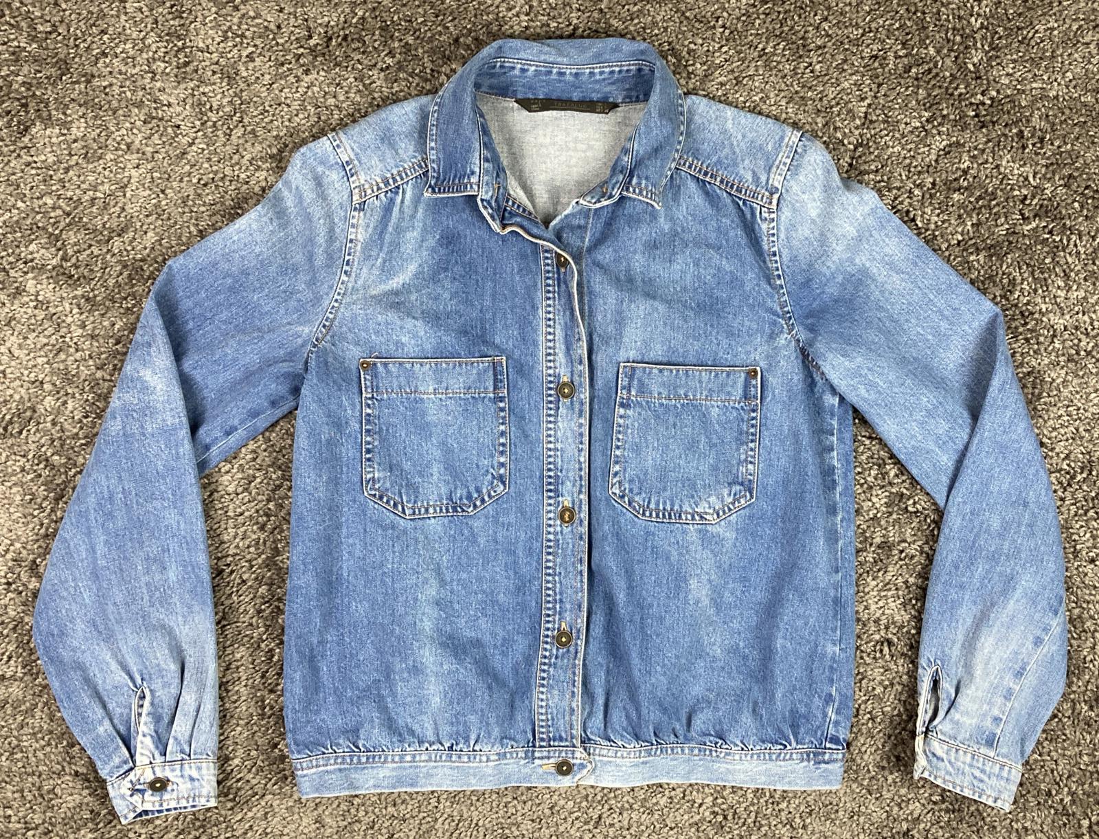 Zara TRF Denim Jacket Cropped Women’s Blue Size S