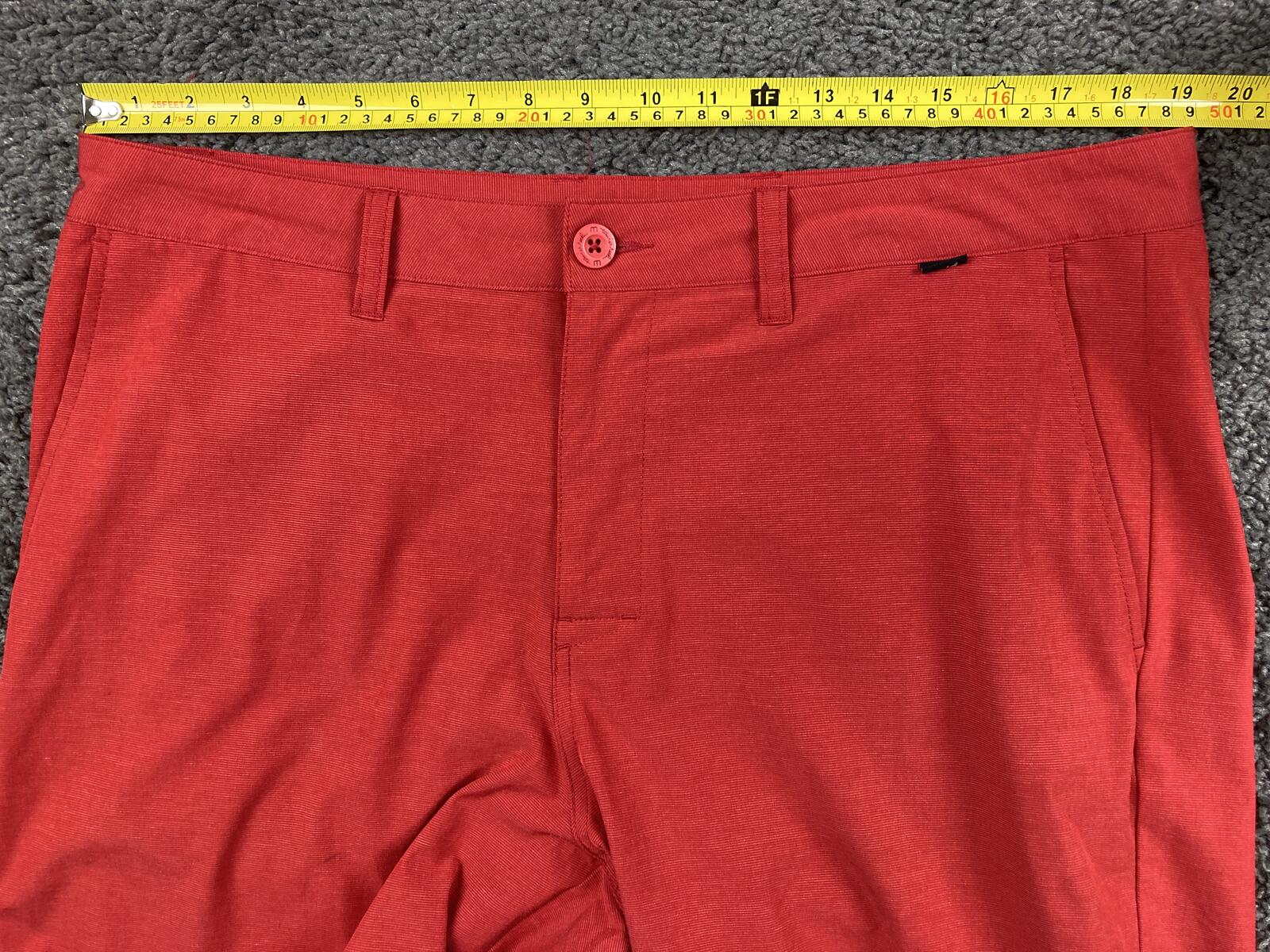 TravisMathew Mens Golf Shorts 36 Red Proceed With Caution Stretch Performance
