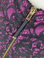 Juicy Couture Stretch knit Tulip retro Dress sz 6 Hot Pink Black Lace scoop neck