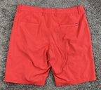 TravisMathew Mens Golf Shorts 36 Red Proceed With Caution Stretch Performance