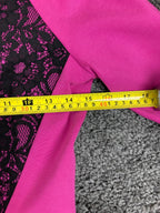 Juicy Couture Stretch knit Tulip retro Dress sz 6 Hot Pink Black Lace scoop neck