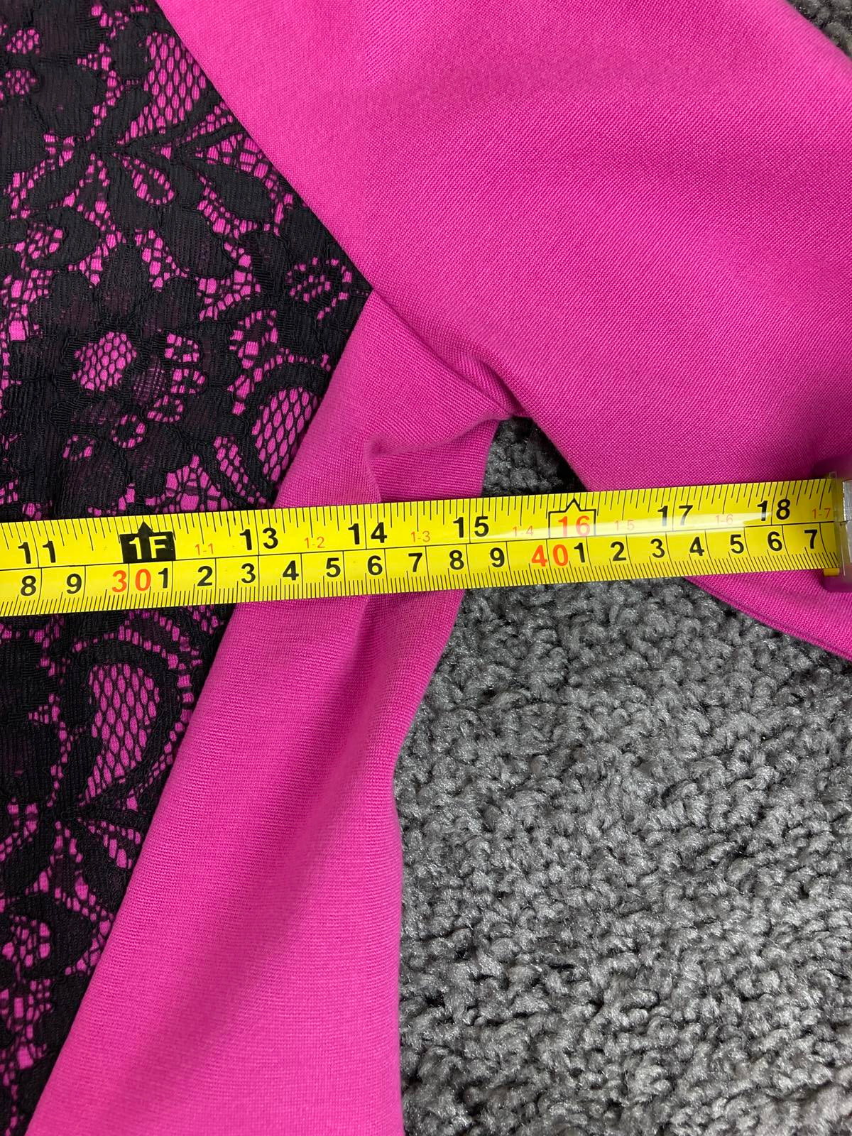 Juicy Couture Stretch knit Tulip retro Dress sz 6 Hot Pink Black Lace scoop neck